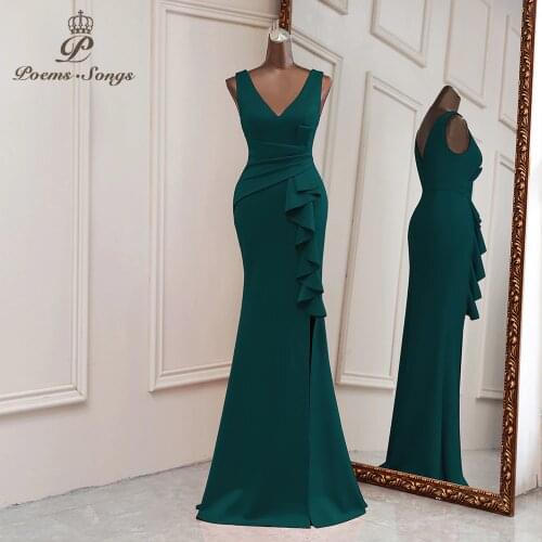 Sexy prom dresses 2021 robe verte mariage mermaid Evening dresses green Bridesmaid dresses wedding ceremony dresses