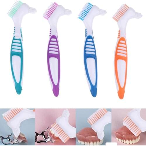 Toothbrush Ergonomic Denture Cleaning Multi-Layered Bristles False Teeth Brush
