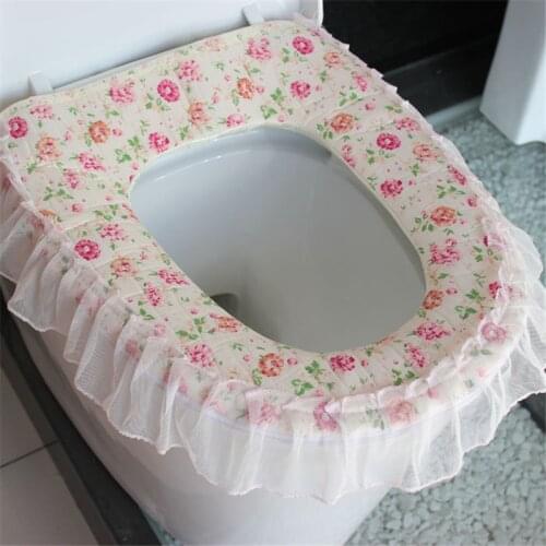 1pc Soft Lace Bathroom Toilet Seat Cover Washable Closestool Toilet Accessories Bathroom Decoration