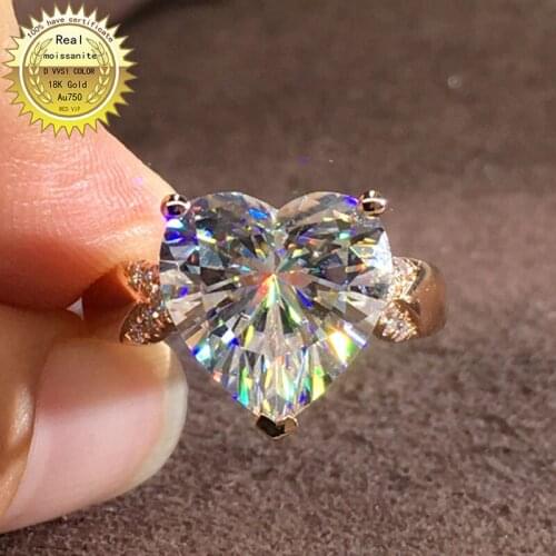 100% 18K Gold 3ct Moissanite Diamond Ring D color VVS With national certificate 35