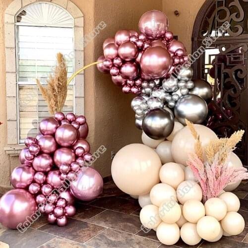 132pcs 4D Pearl Gold Latex Balloon Arch Kit Gold Double Apricot Balloon Garland Birthday Party Baby Shower Event Decoration