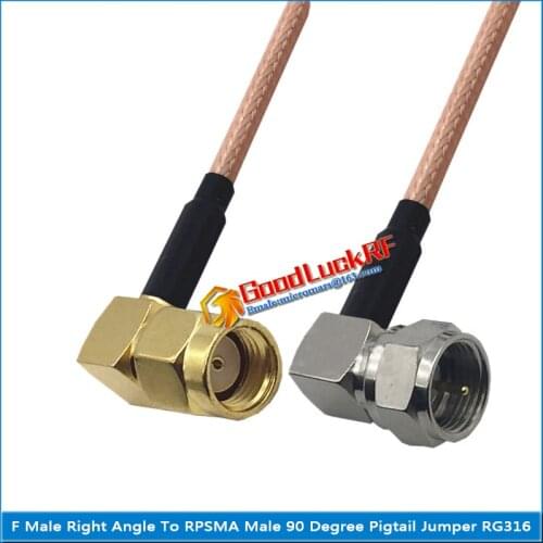 1X Pcs F Male 90 Degree Right Angle to RPSMA RP-SMA RP SMA Male Right Angle 90 Degree Plug Pigtail Jumper RG316 Cable Low Loss