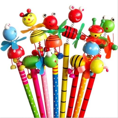 24Pcs New Windmill Animal Doll designs Non-toxic lead free wooden pencils for school students writing prize/HB/ for drawing