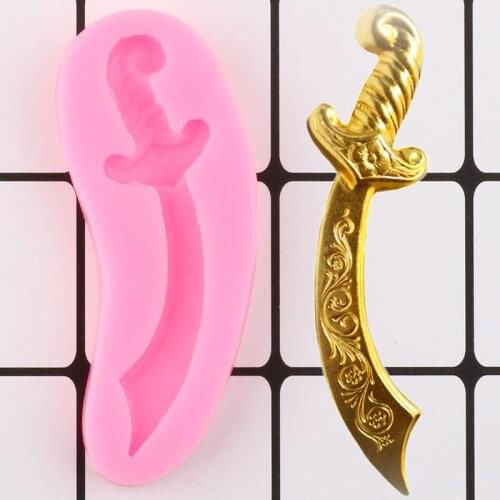 3D Pirate Sword Silicone Molds Baby Birthday Cupcake Topper Fondant Cake Decorating Tools Candy Clay Chocolate Gumpaste Moulds