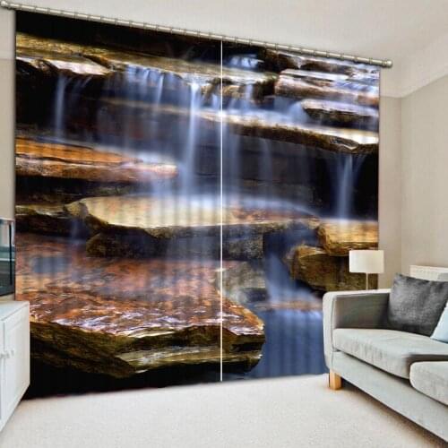 3D Curtain Blackout Shade Window Curtains Stone flowing water landscape Curtains For Living Room Bedroom 3D Bathroom Curtain