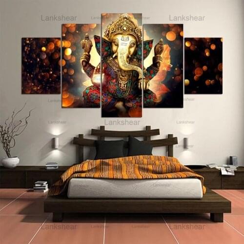 5 Pieces Canvas Elephant Trunk God Wall Art Print Pictures Modern Hd Printed Landscape No Frame Living Room Bedroom Decoration