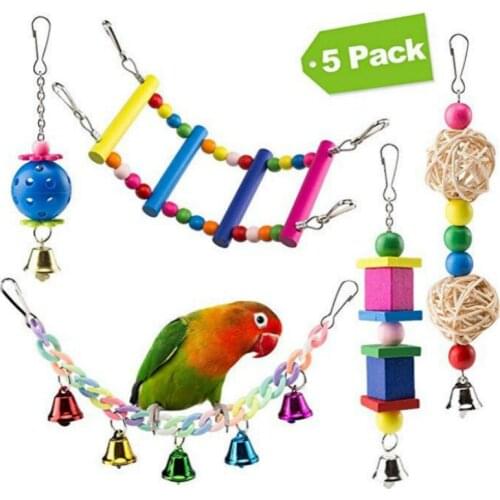 Parrot Bite Toy Pet Bird Swing Suspension Bridge Stand Bar 5-Piece Set