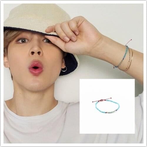 Jimin same Bracelet Colorful Beads Bracelet for Women Men Korean Jewelry bangtan boys Blue Bracelet Fashion Rope Chain Accessory