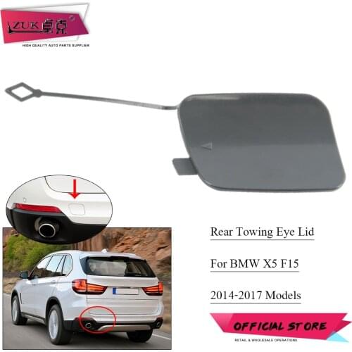 ZUK Rear Bumper Towing Hook Garnish Trim Cover Hauling Cap Lid Unpainted For BMW X5 F15 2014-2017 Towk Hook Flap Case Shell