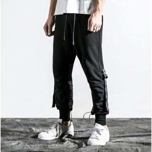 Black personality fashion mens pants Slim fit Wild harem pant men feet trousers pantalones hombre cargo pantalon homme korean