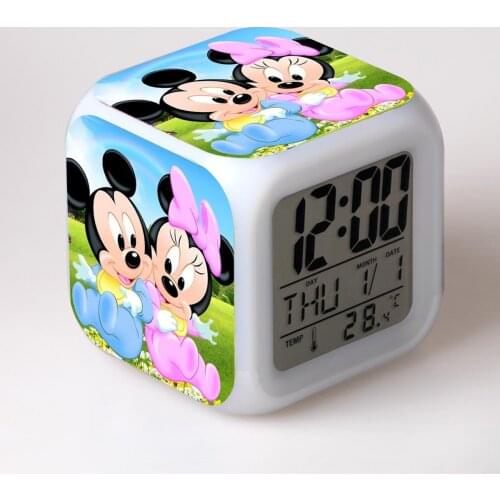 Mickey Minnie colorful LED alarm clock Mickey Mouse European and American foreign trade hot-selling alarm clock can be luminous