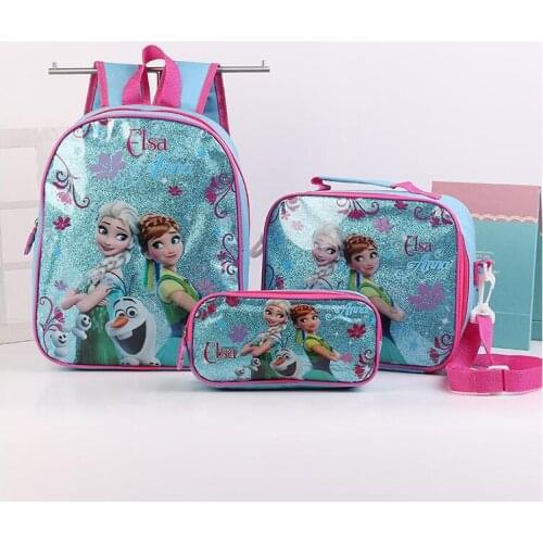 Kids Princess Schoolbag For Kindergarten Disney Frozen Spider-Man Boys Cartoon Schoolbag Cute Baby Backpack 3 pcs/sets