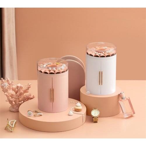 Double Door Jweelry Box Lipstick Holder Cosmetic Storage Case Makeup Organizer Earring Display Necklace Rack