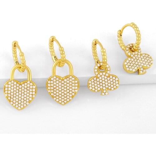 FLOLA Small White Stone Heart Earrings For Women Drop Earrings CZ Micro Pave Gold Plated Jewelry Valentines Day Gifts ersw43