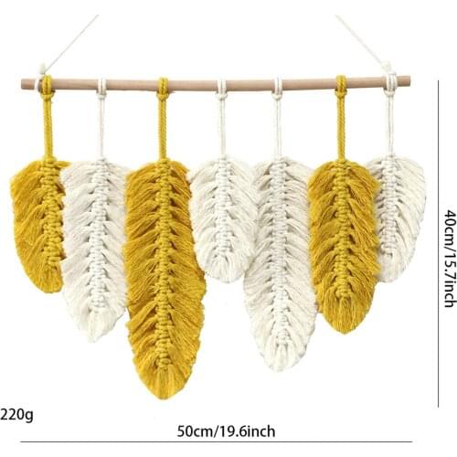 Boho Hand-woven Tapestry Feather Shape Soft For Wall Decor Apartment Porch