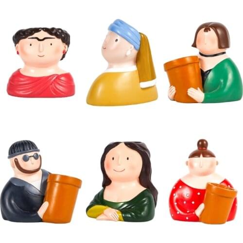 Succulent Pots Cute Cartoon Resin Succulent Planter and Cactus Pot with Drainage Hole for Home and Office Decoration Figure