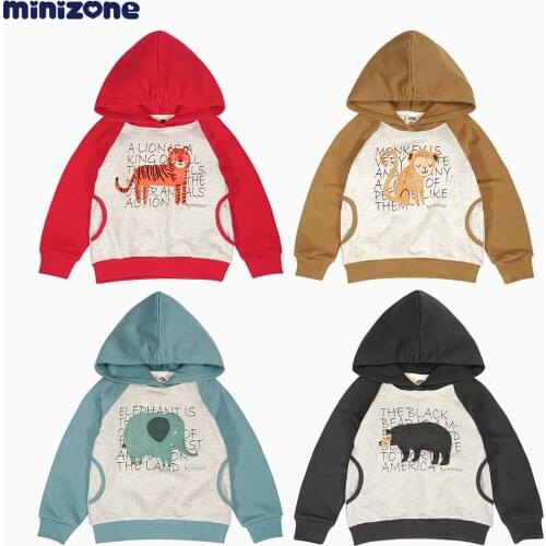 MINIZONE hoodie long sleeve casual street style for boys and girls cotton pockets