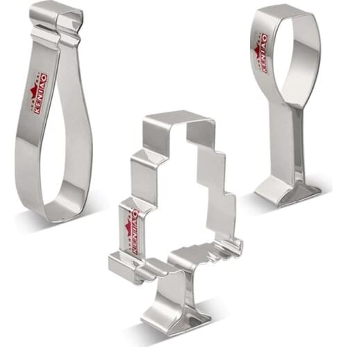 KENIAO Wedding Cookie Cutter Set - 3PC - Cake, Champagne and Champagne Glass - Biscuit / Fondant Cutter - Stainless Steel
