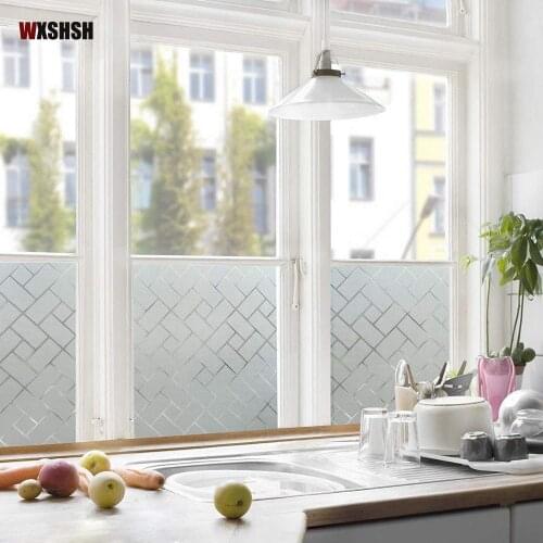 Plaid Design Frosted Static Cling Window Film Etched Privacy Protection Vinyl Glass Film for Bathroom Meeting Room Drop-Shipping