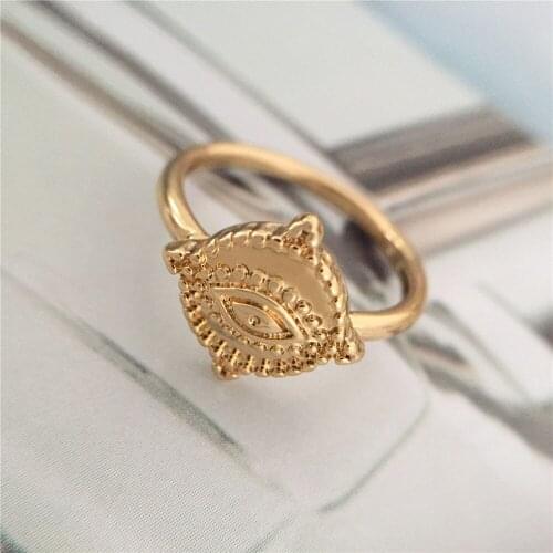 Bohemia Gold Color Eye Engraved Ring For Women Girl Unique Delicate Fashion Chic Birthday Party Daily Jewelry Accessory