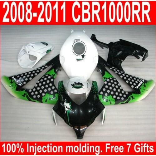Injection ABS Fairing Kit For Honda CBR1000RR 08 09 10 11 Green White Black Fairings Set CBR 1000 RR 2008 2009 2010 2011 QC04