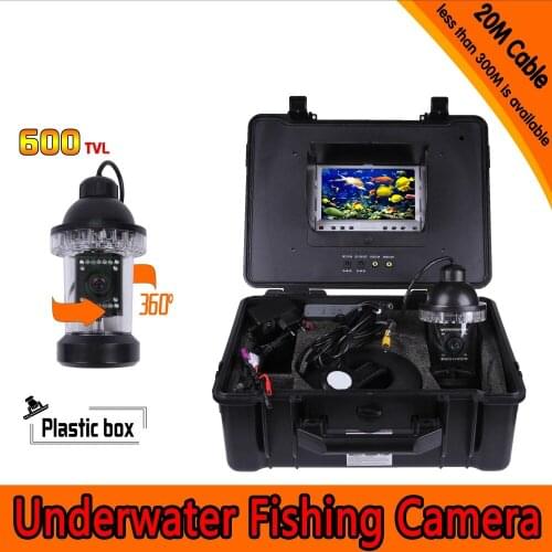 Dome Shape Underwater Fishing Camera Kit with 20Meters Depth Cable & 7Inch TFT LCD Monitor with OSD Menu & Hard Plastics Case