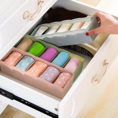 Underwear Container Socks Plastic Stackable Box Storage Bedroom Drawer Organizer Makeup Home Bra Cubes Underwear Compartment PP