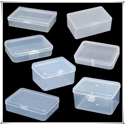 EASONOV many Sizes Optional Square Transparent Plastic Jewelry Storage Boxes Beads Crafts Case Containers