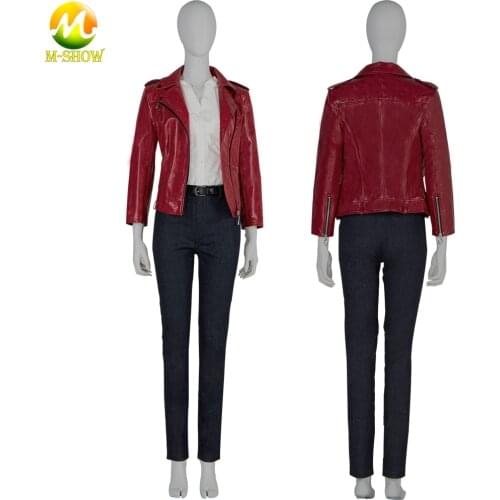 Infinite Darkness Game Suit Halloween Fancy Outfit Red Jacket Jeans Shirt Women Outfit for Carnival Party