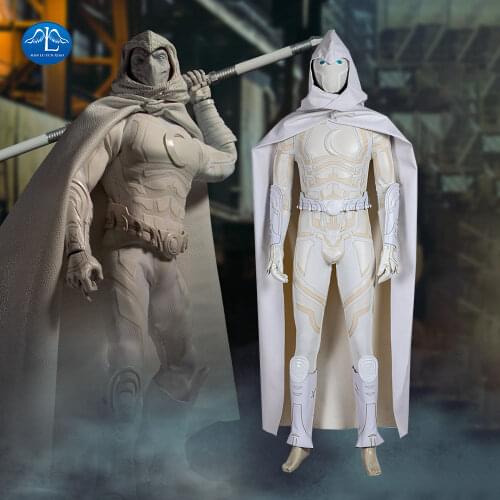 Superhero Comics Moon Knight Cosplay Costume Adult Men halloween Costumes Jumpsuit with Hood Cape Custom Made
