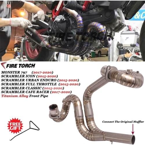 Motorcycle Exhaust Escape Modified Titanium Alloy Front Pipe Connect Original Muffler For DUCATI Scrambler 800 MONSTER 797