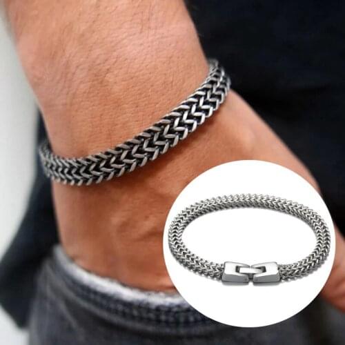 Fashion Classic 6mm Titanium Steel Silver Keel Chain Hiphop Jewelry Bracelet JW008