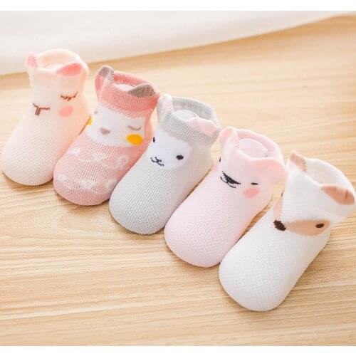 5 Pairs/lot 2021 New Summer Mesh Socks Boys Girls Kids Socks Set 0-3Yrs Children Kids Thin Short Socks Cotton Comfort Socks