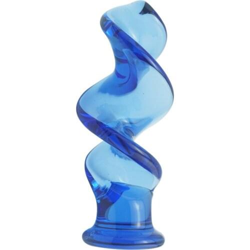 New hot blue head pyrex crystal wave glass anal butt plug beads dildo masturbation sex toys product for men women