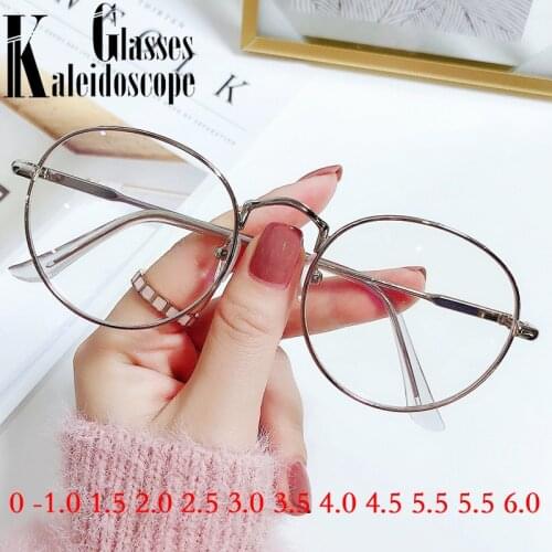 Finished Myopia Glasses Frame Women Men Fashion Glasses Brand Designer Myopia Metal Frames -1.0 1.5 2.0 2.5 3.0 3.5 4.0 5.5 6.0