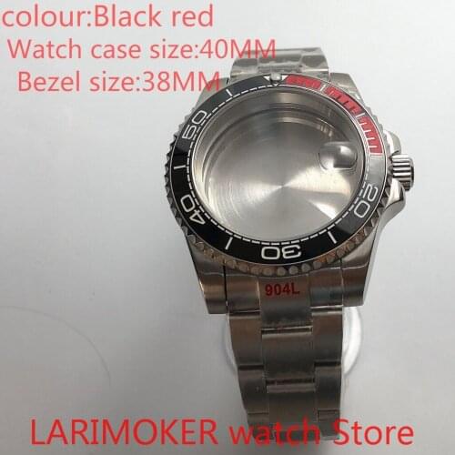 Suitable for NH35 NH36 Miyota 8215 40mm sapphire glass 904L stainless steel case sealing bottom cover, with bezel orange black