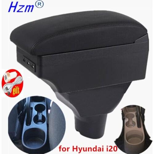 For Hyundai I20 Armrest 2009-2018 Interior Parts special Retrofit parts Car Armrest box Center Storage box USB LED