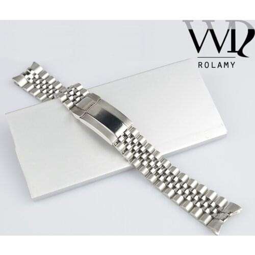 Rolamy 20mm 316L Steel Replacement Wrist Watch Band Strap Bracelet Jubilee With Oyster Clasp For Rolex GMT Master II
