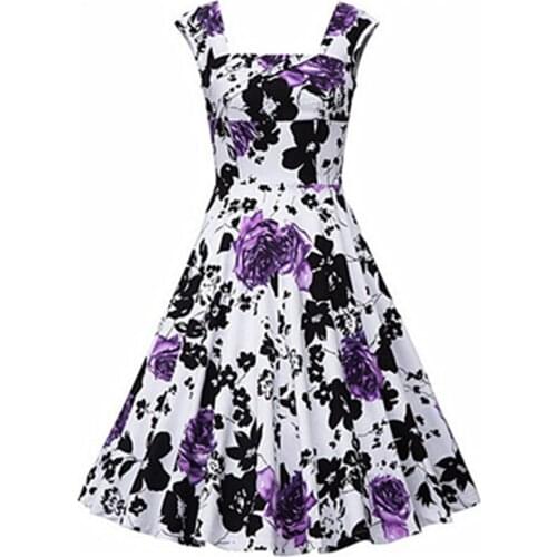 Sexy Plus size Summer Pin Up Women Dress Audrey hepbum 50s Vintage Floral Print robe Retro Elegant Party Dress Vestidos