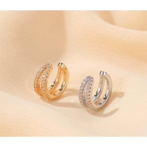 1 PCS Simple C-shaped Cute Geometric Crystal Ear Cuff Non Pierced Clip Earring Trendy Punk Small Gold Color Open Circle Earrings