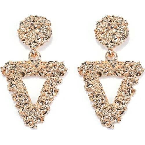 Geometric Triangle Statement ZA Earrings Women Jewelry Fashion Simple Gold Black Alloy Earrings Femme ZA Punk Dangle Earrings