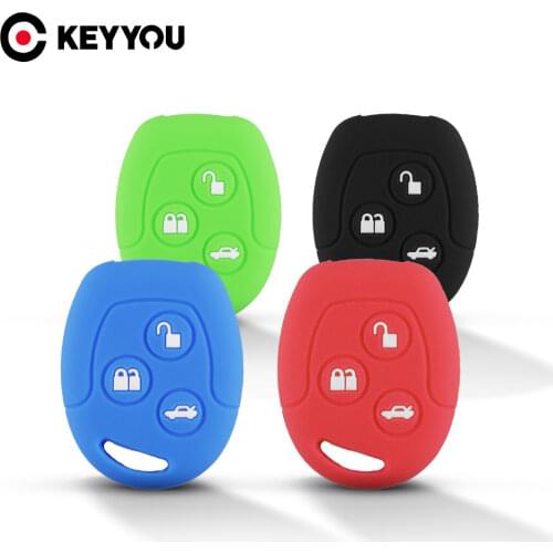 KEYYOU Key Case Cover 3 Buttons For Ford Focus Mondeo Galaxy Festiva Fusion Suit Fiesta KA Holder Protector Remote Silicone Car