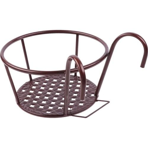 Outdoor Hanging Basket Plant Iron Racks Fence Balcony Round Flower Pot Decor