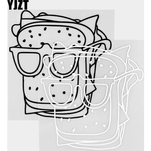 YJZT 13.1×13.8CM Cartoon Sandwich Outline Art Mural High Quality Car Sticker Cool Fashion Vinyl Decals Black / Silver 20B-0434