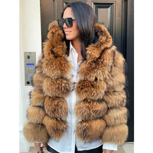 Woman winter natural raccoon fur jacket real fur coat furry fur jacket thick warm party Fashion Popular in Europe America2021