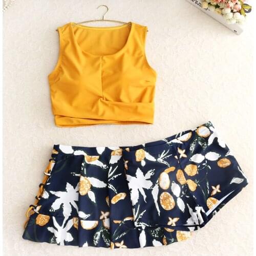Mujer 2020 bikini set Bathing Suit biquini Swimwear separate womens Yellow swimsuits with shorts tankini high waist swimming ma