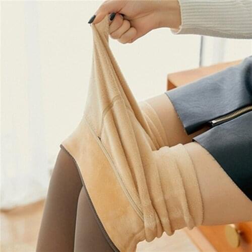 Winter Warm Leggings Elasticity High Waist Plush With Feet Soft Solid Sexy Leggings Ankle-Length New Female Leggings