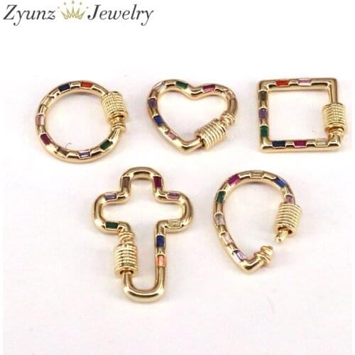 10PCS, New DIY Jewelry Making Supplies Luxury Colorful Zircon Spiral Clasps Pendants Accessories For Making Fashion Jewelry
