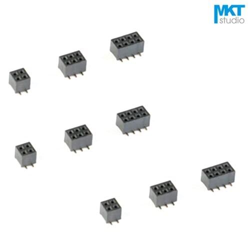 100Pcs 2.0mm Pitch Vertical SMD SMT Double Row 4.3mm Female PTH Pin Header For Arduino 2x2P 2x3P 2x4P 2x5P
