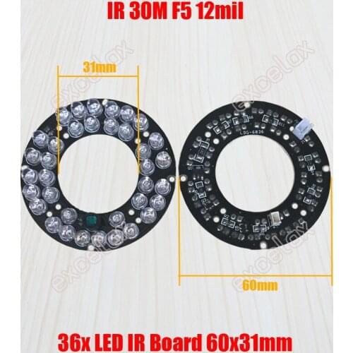 2PCS/Lot 36pcs LED F5 12mil IR 30 Meters PCB Board Diameter 60x31mm Infrared Night Vision for Size 75 CCTV Bullet Camera Case